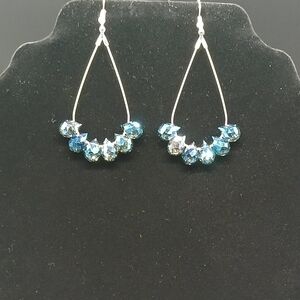 Handmade Silver-tone Teardrop Shaped 8x9mm Crystal Teardrop Accent Earrings​​​